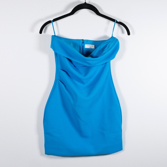 Babaton Aritzia FigureKnit Eyecatcher Slim Strapless Crepe Mini Dress Blue XXS - Picture 1 of 4
